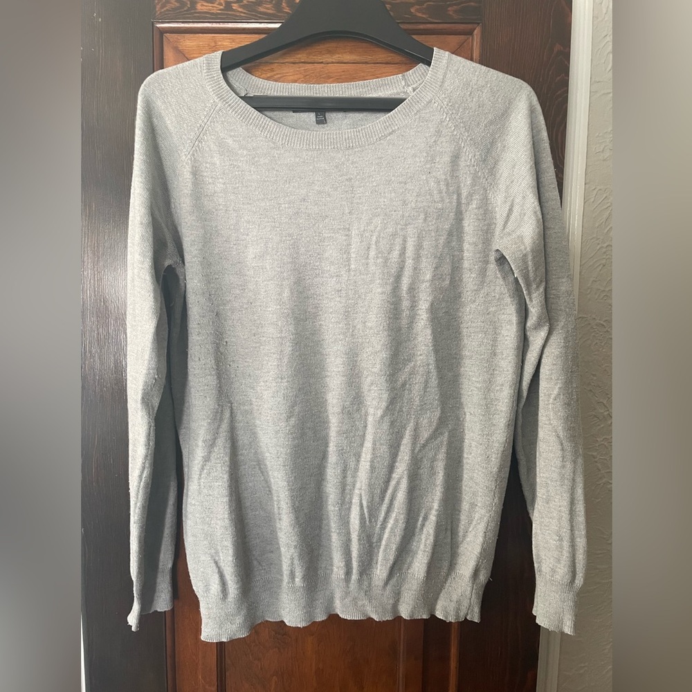 Gray Sweater with Lace Detail